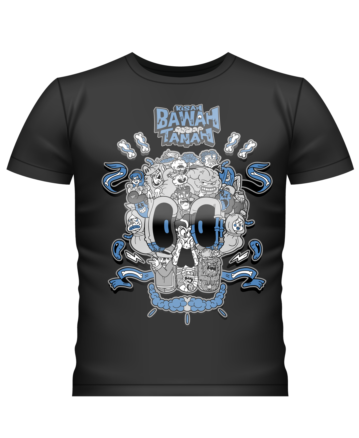 KBT-Xclusive Blue Skulls Icon - Black Tee